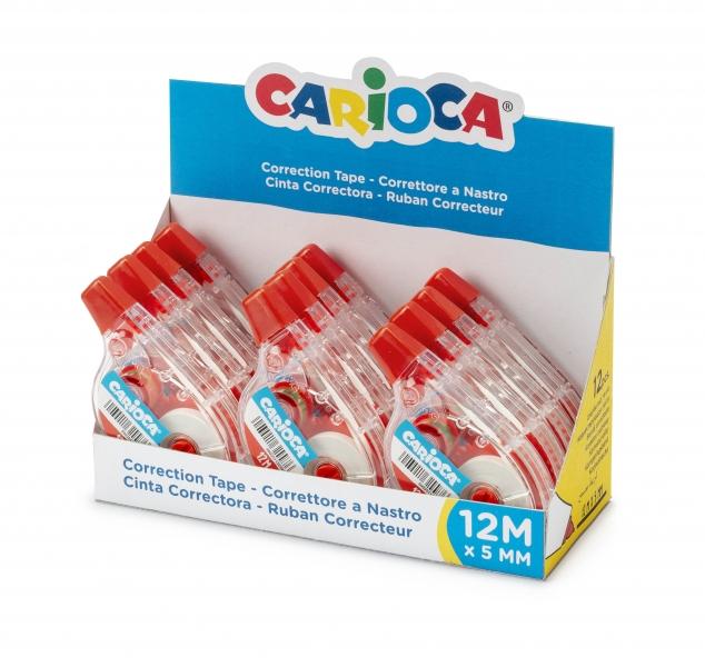 Espositore a nastro carioca di 12 correttore - 12mx5mm - copertura - puoi scrivere di nuovo - colore bianco