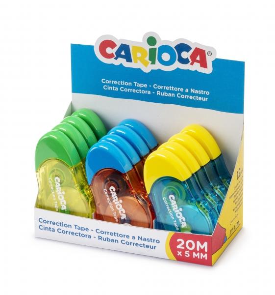 Espositore a nastro carioca di 12 correttori a nastro - 20mx5mm - copertura - può essere scritto di nuovo - ideale per qualsia