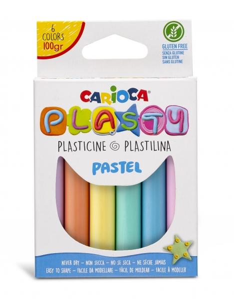 Carioca Confezione da 6 Plastilina Colori Pastello - Facile da Usare - Non Si Secca - Riutilizzabile