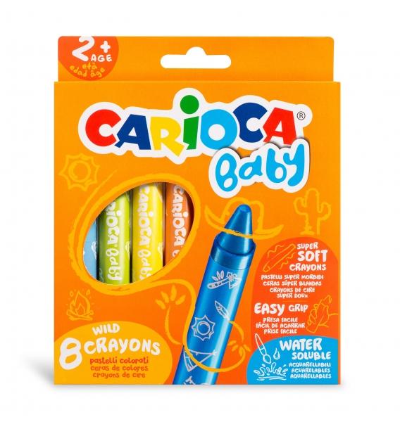 Carioca Pack da 8 Cerette Baby 2+ - Super Morbide - Gran Dimensione per Facile Impugnatura - Scrittura Fluida