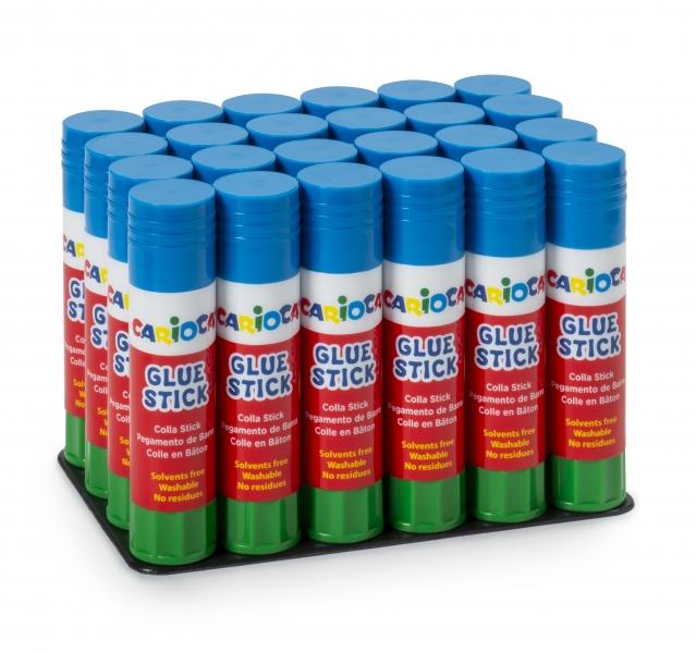 Carioca Espositore da 24 Colle Stick - Ideale per Casa Scuola e Ufficio - Colle Carta Foto e Tessuti - Senza Solventi Caratteri