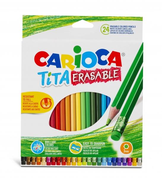 Carioca Tita Confezione da 24 matite cancellabili in resina - Corpo esagonale