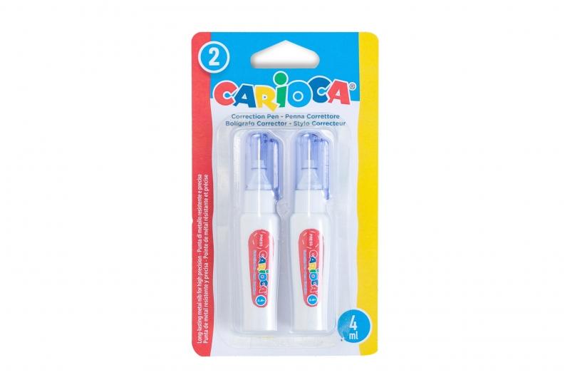 Carioca Confezione da 2 Mini Correttori - Punta in Metallo Resistente e Precisa - Adatte a Tutti i Tipi di Carta - Asciugatura