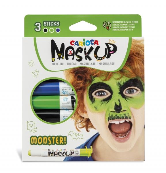 Maschera carioca un pacchetto di 3 colori per la pelle in mostri a barre - colori vivaci - lavabili e base d'acqua - include du