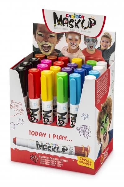 Maschera Carioca Espositore di 24 - Colori luminosi e lavabili - Testato dermatologicamente - Colori miscelabili - Colori diver