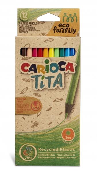 Carioca Eco Family Pack da 12 Matite Colorate - Corpo Esagonale