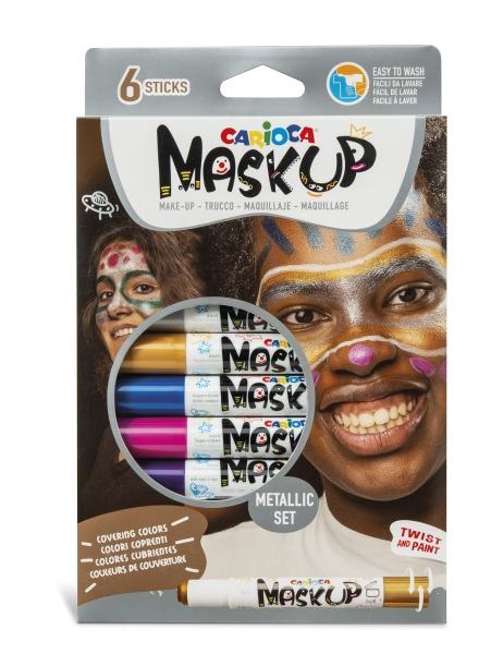 Maschera carioca un pacchetto di 6 colori in metallo per la pelle - Ideale per le feste - Colori luminosi e lavabili - Mixtable