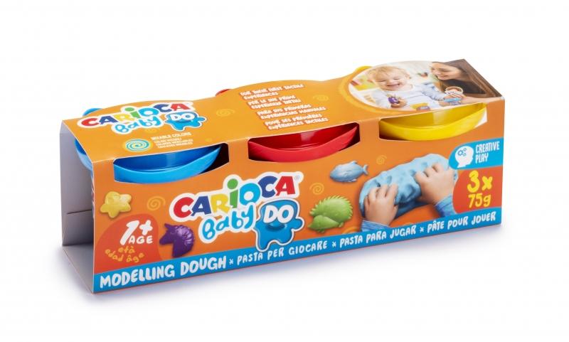 Carioca Baby Do Pack da 3 Paste per Modellare - Super Leggera - Elastica - Modellabile - Ideale per le Prime Esperienze Tattili