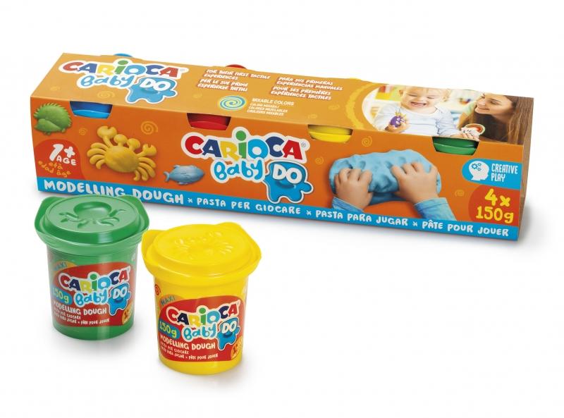 Pack Carioca Baby Do Pasta Modellante 1 4X150ml - Super Leggera - Elastica e Malleabile - Ideale per Prime Esperienze Tattili -