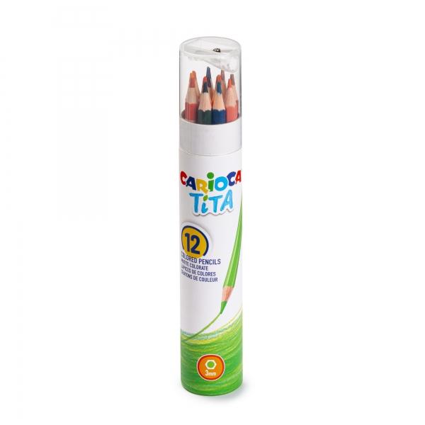 Carioca Tita Papertube Confezione da 12 matite in resina - Corpo esagonale Caratteristiche -Tubo con 12 matite in resina CARIOC