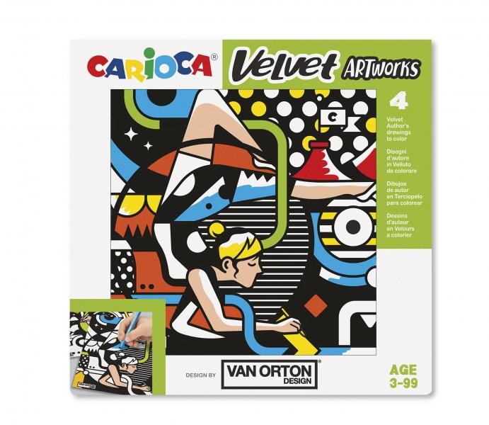 Carioca Velvet Pack Van Orton Street Confezione da 4 illustrazioni in velluto da colorare - Texture morbida - Sviluppa destrezz