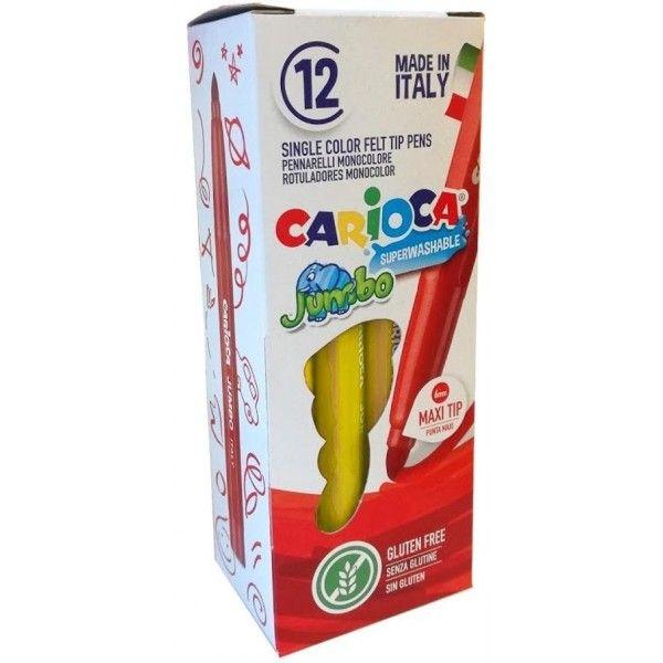 Carioca Jumbo Rotulador - Corpo Ottagonale Maxi - Inchiostro Superlavabile - Punta Maxi 6mm Bloccata - Tappo Ventilato