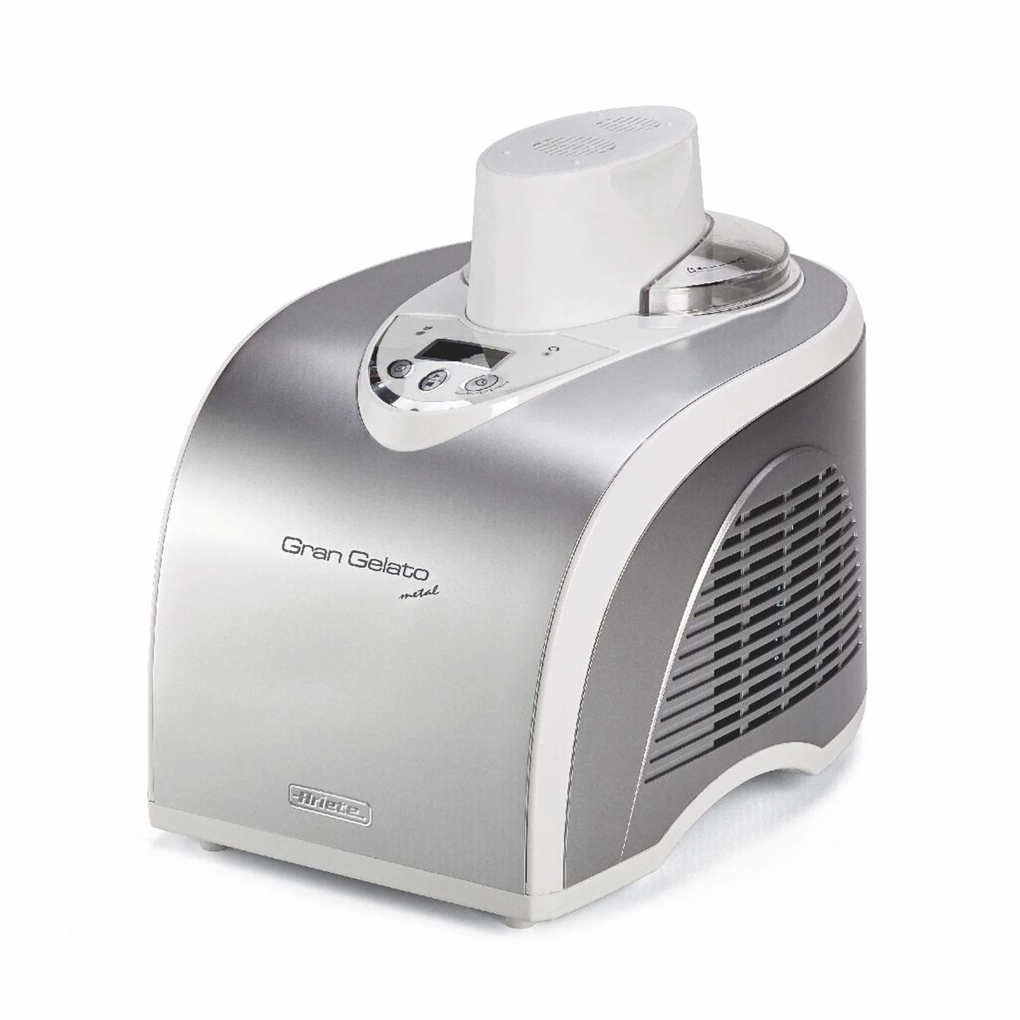 Ariete 693 Gran Gelato Metal - Gelatiera Autorefrigerante con Compressore - Gelati e Sorbetti - Cestello Removibile 1 L - Displ