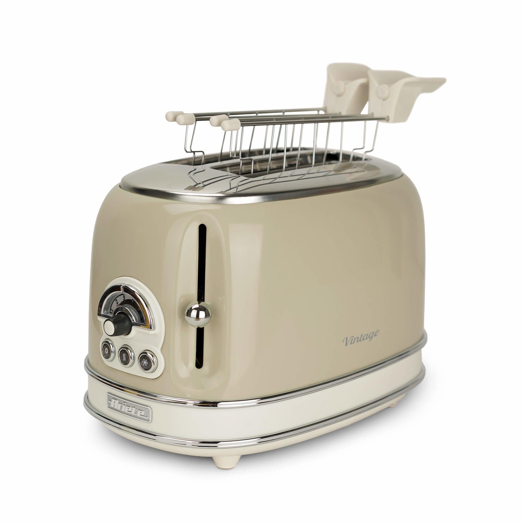 Ariete 155, Tostapane 2 Fette con Pinze Vintage, 810 W, Beige