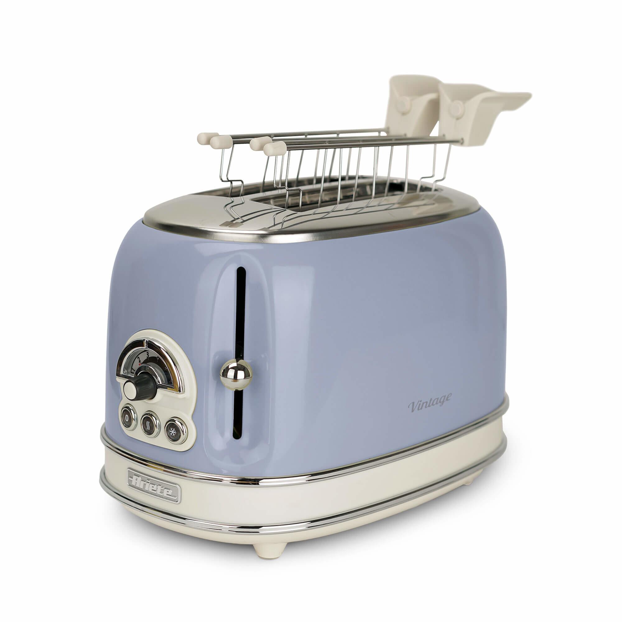 Ariete 155 Tostapane Vintage 2 fette di pane - con pinze - 6 livelli di tostatura - 810 Watt- Acciaio Inox - Linea Vintage - Ce