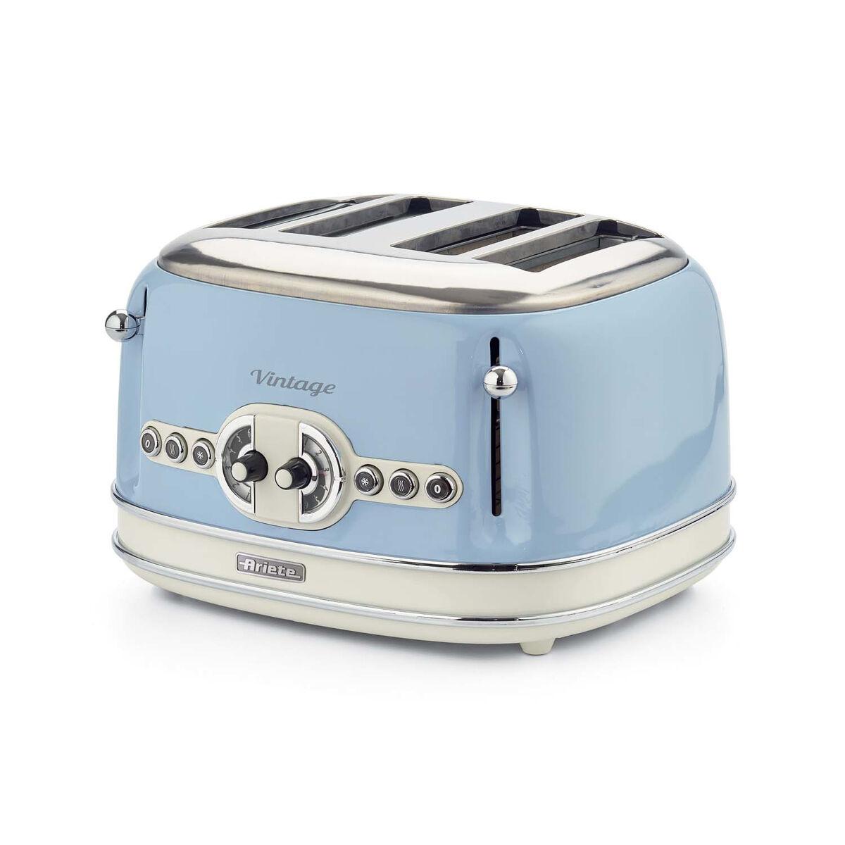Ariete 156 Tostapane Vintage 4 fette di pane - senza pinze - 6 Livelli di tostatura - Defrost - 1600 Watt - Linea Vintage - Cel