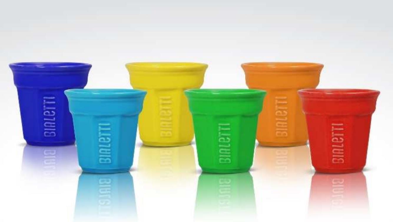 Set tazzine espresso Bialetti colorate, 6 pezzi.