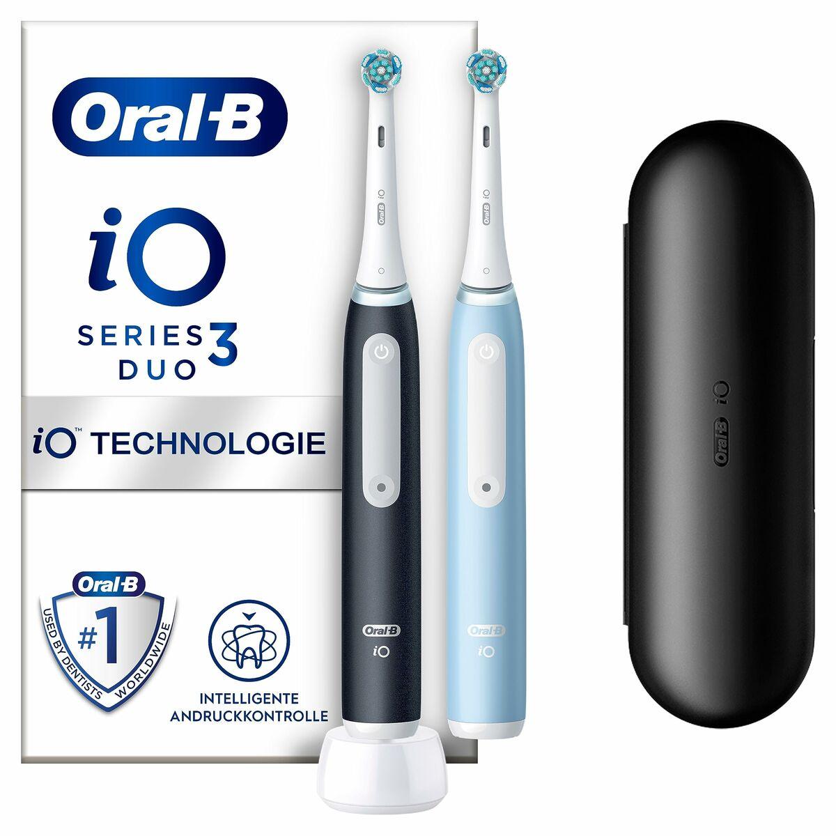 Custodia da viaggio doppia per spazzolino elettrico Oral-B iO Series 3 nera/blu ghiaccio
