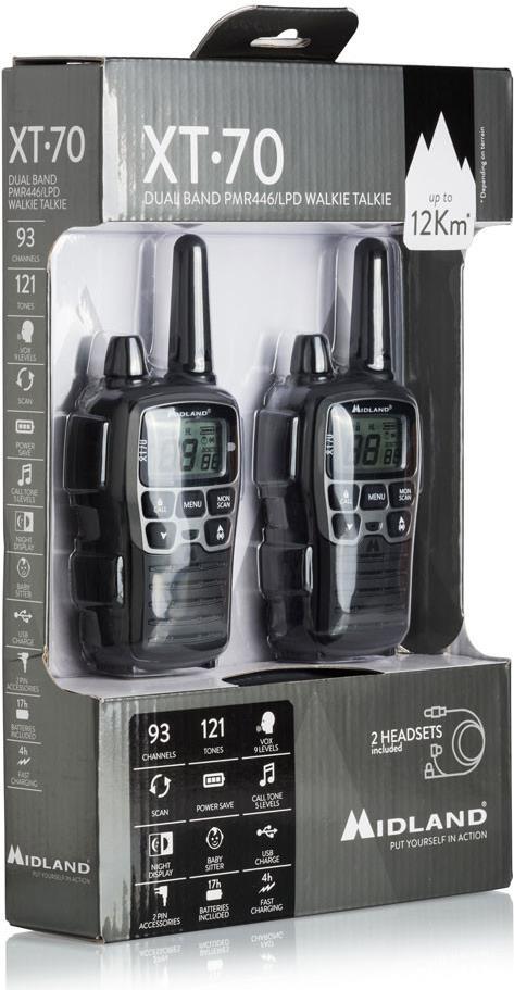 Midland XT70, coppia, PMR+LPD, blister pack