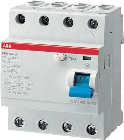 Fig F204 A -63/0.3 - 230 - 400 V - 63 A - A -Type - Blue - Grey - IEC/EN 61008 UL 1053 - 70 mm (2CSF204101R3630)