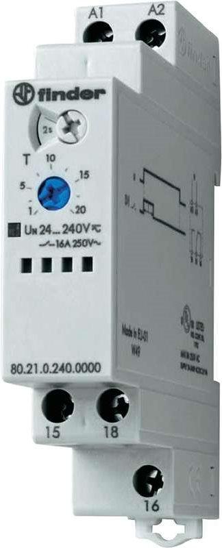Finder Time Relay Switching Wiper 80.21.240.0000 80.240.0000 24 - 240 V DC/AC 1 Wechsler 16 A 400 V/AC (AC1) Max (80.21.240.000