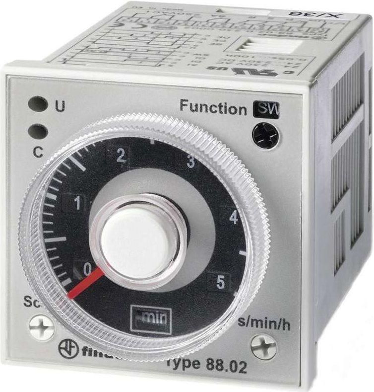 Relè temporizzato multifunzione Finder serie 88 88.02.0.230.0002 24 - 230 V DC/AC 2 contatti in scambio 8 A Max. 250 V/AC (AC1