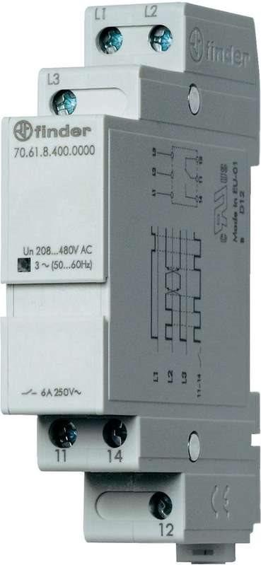 Relay di monitoraggio della rete Finder 70.61.8.0000 70.61.8.0000.0000 Monitoraggio della rete in 3 fasi (208-480 V/AC), sequen
