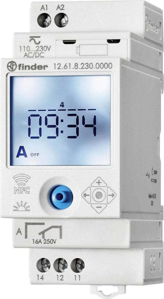Finder Digital Weekly Time Circuit, serie 12.61.8.230.0000 90 - 264 V DC/AC 1 Wechsler 16 A 250 V/AC 750 VA (12.61.8.230.0000)