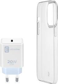 Cellularline Starter Kit Custodia protettiva per cellulare 155 cm (6.1") Cover trasparente - Bianco (STARTKITIPH14)