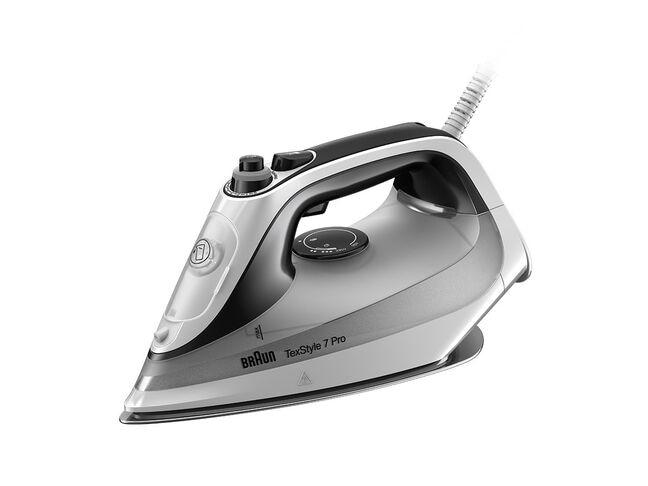 Braun TexStyle 7 Pro SI7149WB Ferro da stiro a secco e a vapore EloxalPlus soleplate 2900 W Nero, Bianco