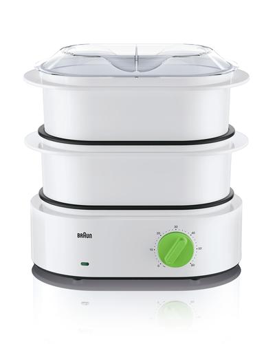 Braun FS 3000 pentola a vapore 2 cestello/i Superficie piana 850 W Verde, Bianco