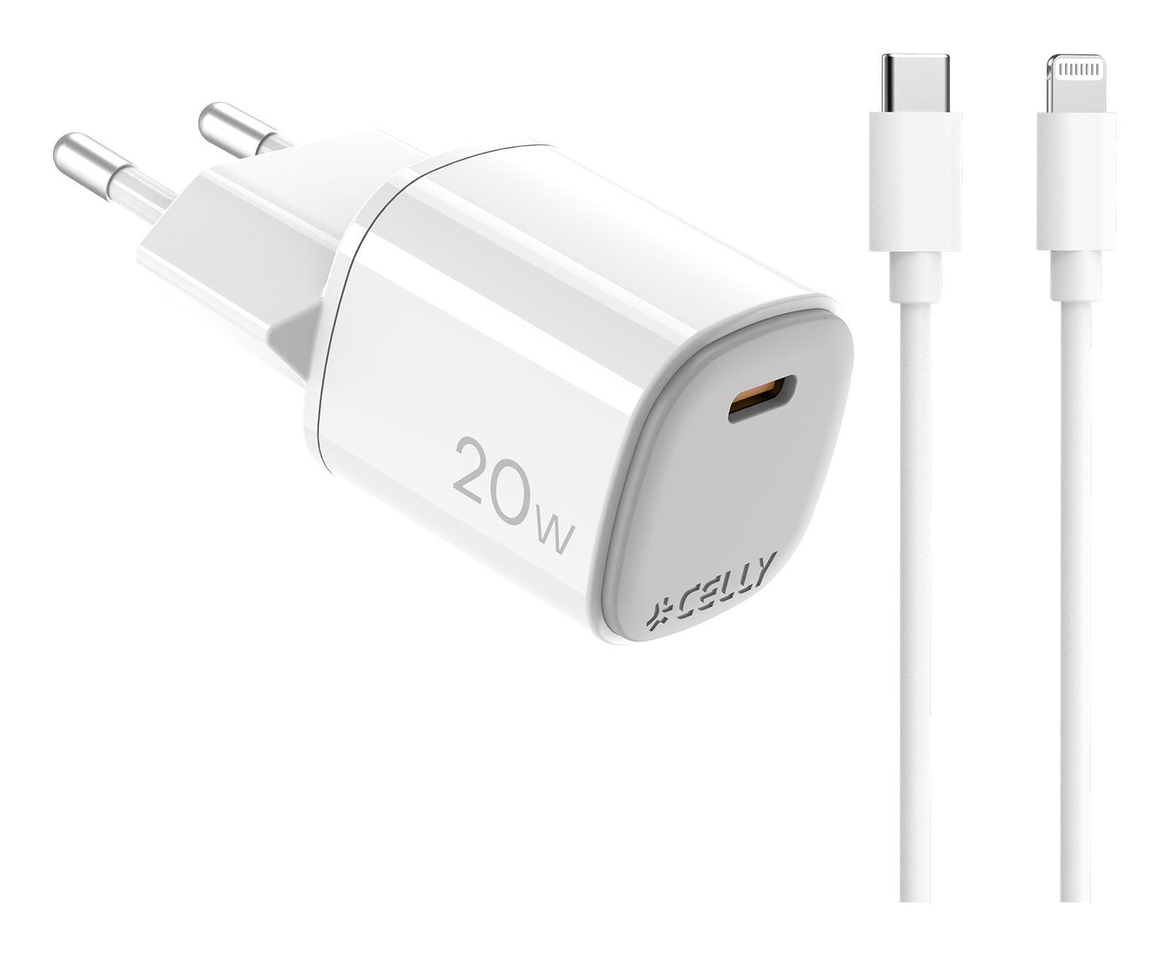 Celly UPTC1USBC20WCTL Caricabatterie per dispositivi mobili Fotocamera, Microfono, Smartphone, Orologio intelligente, Tablet, T