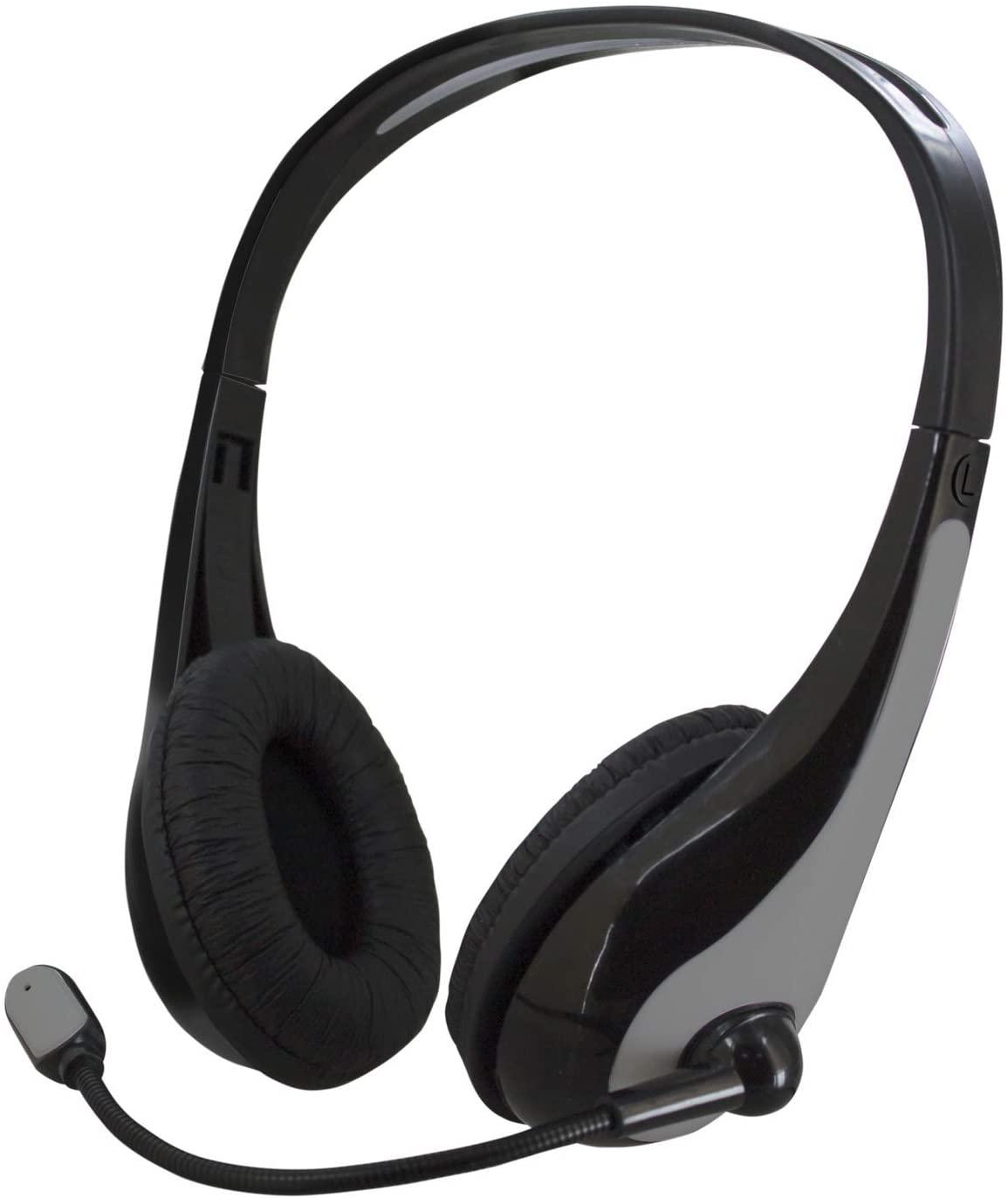 CUFFIA CON MICROFONO ATLANTIS P003-VA5100-G con finitura in ABS ed inserto grigio canna di fucile