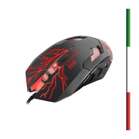 MOUSE TRITON by Atlantis X320 GAMING Ottico 4risoluzioniluce LED multicolore"Colourshow"6tastifinitura in gomma USB P009-X320