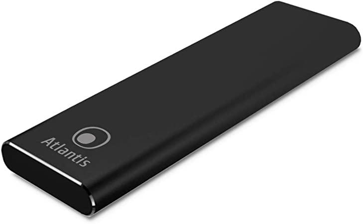 BOX ESTERNO ATLANTIS A06-M2-SATA-01 USB 3.1 tipo C per SSD di tipo M2.SATA dim 80604230mm Alloggiamento in alluminio Nero