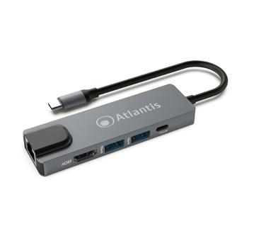 MINI DOCKING ATLANTIS A04-TCLANHDPU IN 1xUSB-C OUT 1xHDMI 1.4 1xGigabit Lan 2xUSB3.0 1xUSB-C 1920x108060Hz 18cm