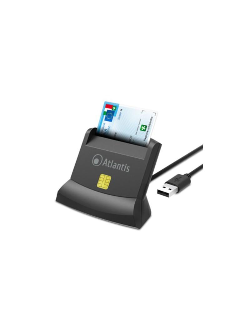 LETTORE ATLANTIS P005-SMARTCRV-U SMART CARD reader VERTICALE per CNS/CRS/TS firma dig. fascic. sanit. siti gov. USB 120cm