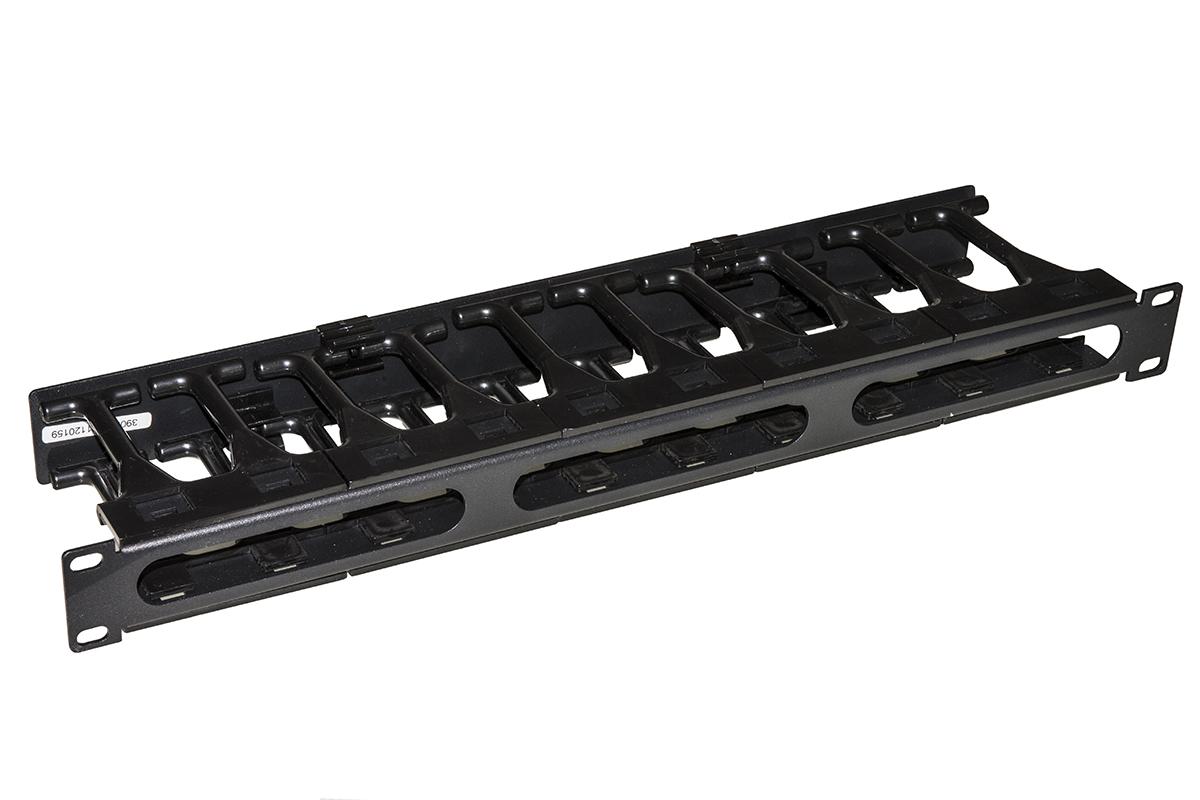 PANNELLO GUIDACAVI PER ARMADI RACK 19" 1U A GABBIA COLORE NERO, ALTA DENSITA' PROFONDITA' 11 CM CON COPERCHIO APRIBILE