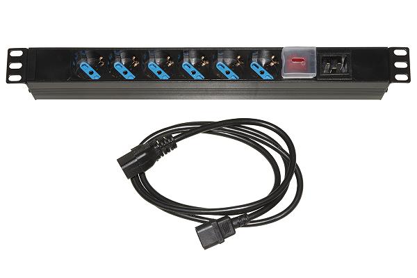 PRESA MULTIPLA PER ARMADI RACK 19'' CON INTERRUTTORE LUMINOSO CON CAVO C14 Multipresa con cavo maschio C14 removibile.Con un co