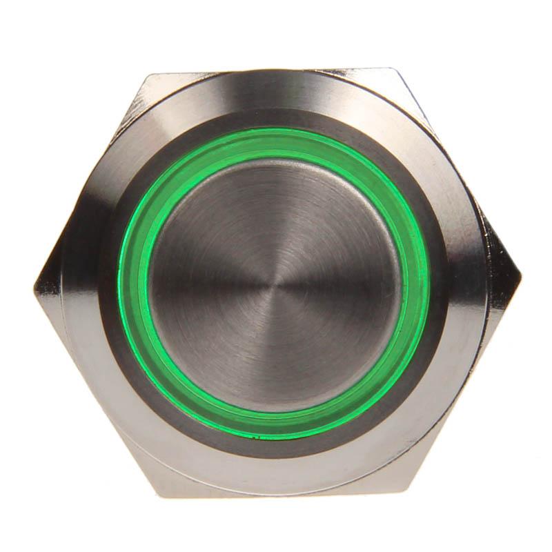 Interruttore/pulsante antivandalismo 19mm - Silverline - verde
