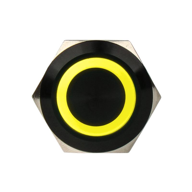 Interruttore/pulsante antivandalismo 19mm - Blackline - giallo