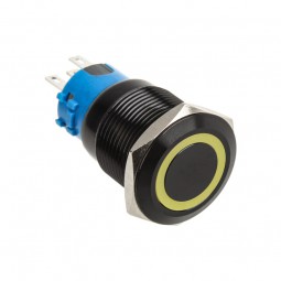 Interruttore/pulsante antivandalismo 19mm - Blackline - giallo