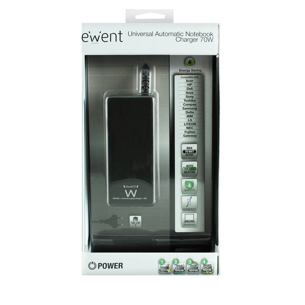 EWENT ALIMENTATORE UNIVERSALE AUTOMATICO 65W PER NOTEBOOK EW3965