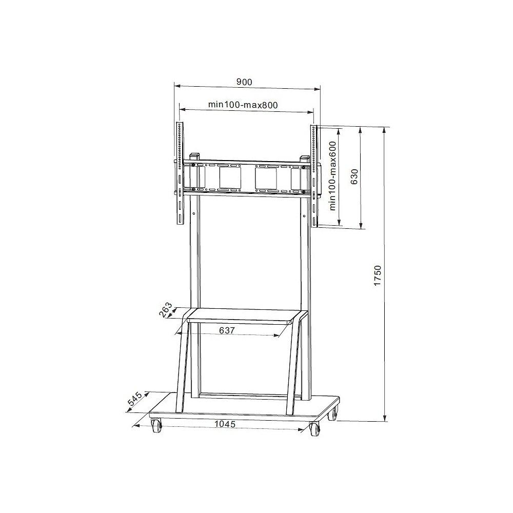 Techly | Porta TV mobile | TV, LED, LCD, PDP, 55-100 pollici, 150 kg, con ripiano