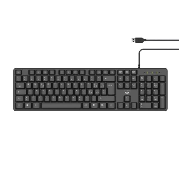Ewent EW3112 tastiera Ufficio USB + PS/2 QWERTY Portoghese Nero