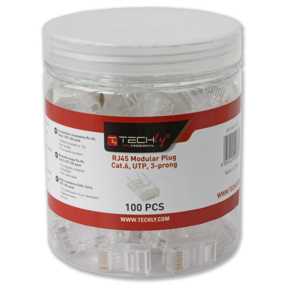 Techly Confezione 100 Plug RJ45 UTP per Cavo Rigido Cat.6 IWP-JAR-C6RTY