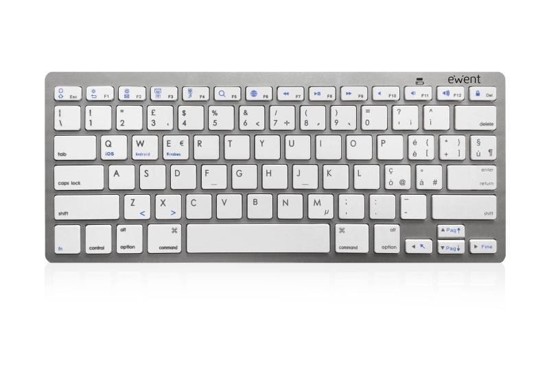 EWENT TASTIERA BLUETOOTH PER iOS ANDROID E WINDOWS SILVER EW3160
