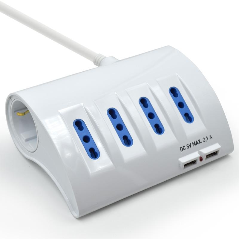 DESK MULTI-SOCKET 4 ITA SOCKETS - + 2 UNIVERSAL + 2 USB PORTS
