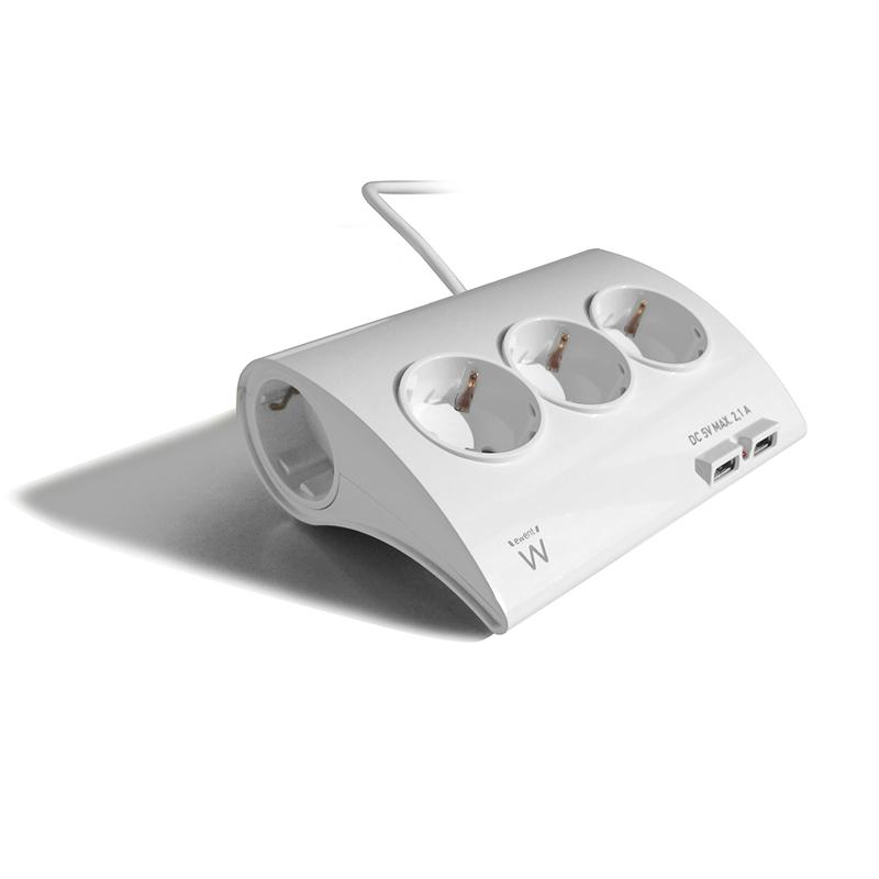 EWENT MULTIPRESA DA SCRIVANIA 5PRESE SCHUKO 2 PORTE USB EW3935