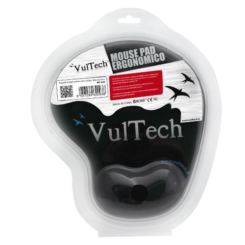 VULTECH MOUSEPAD TAPPETINO PER MOUSE ERGONOMICO MP-02N NERO CON GEL